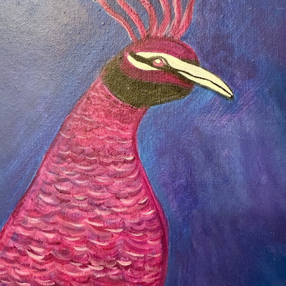 Peacock Acrylic Painting Original on Canvas - Picture 2 of 3